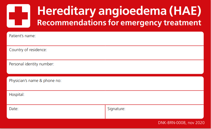 Bild på ett HAE nödkort